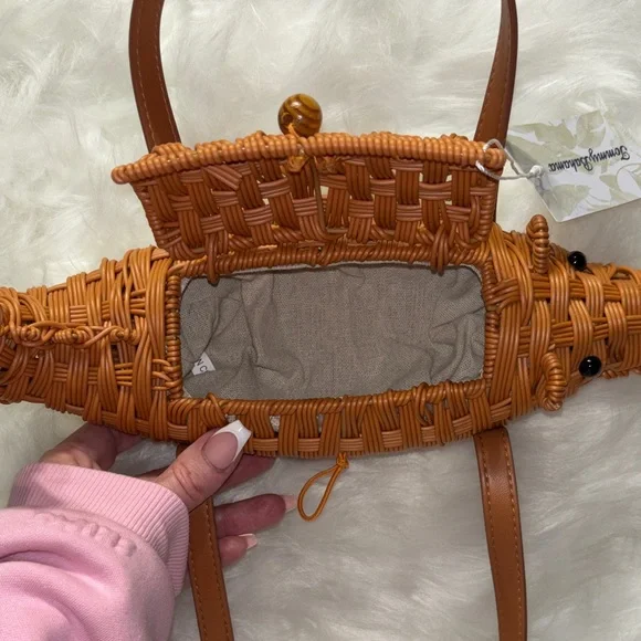 🐊✨ Tommy Bahama Wicker Alligator Basket Bag Tan NWT Viral 🌴 - Picture 7 of 7